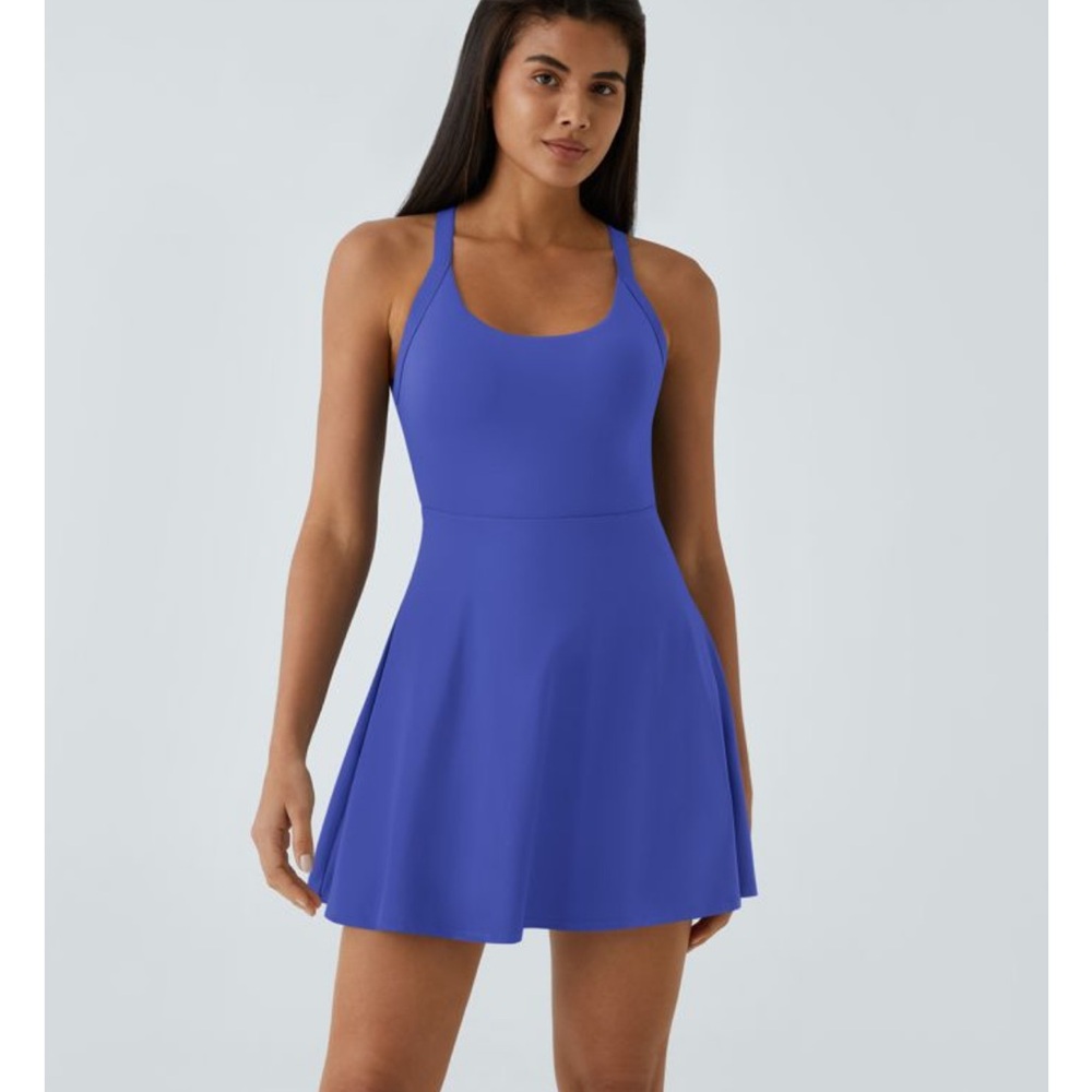 Halara Backless Cut Out Twisted Side Pocket 2-in-1 Exercise Dress-Easy Peezy